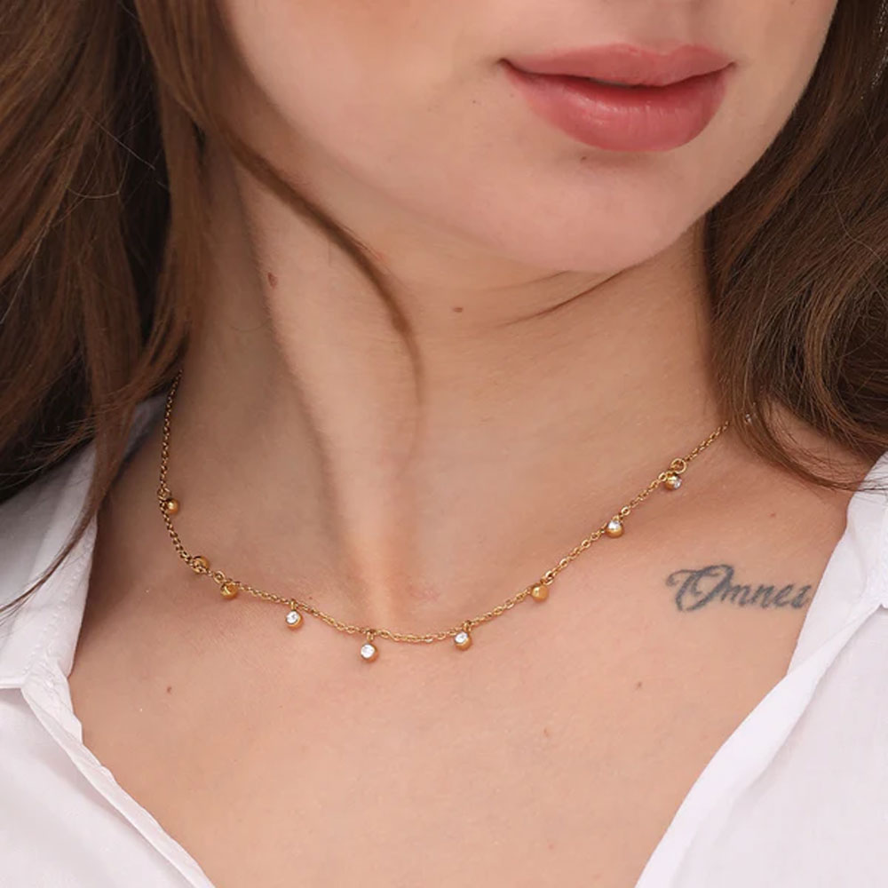 Shop multiple stones necklace 18k gold plated palmonas 3