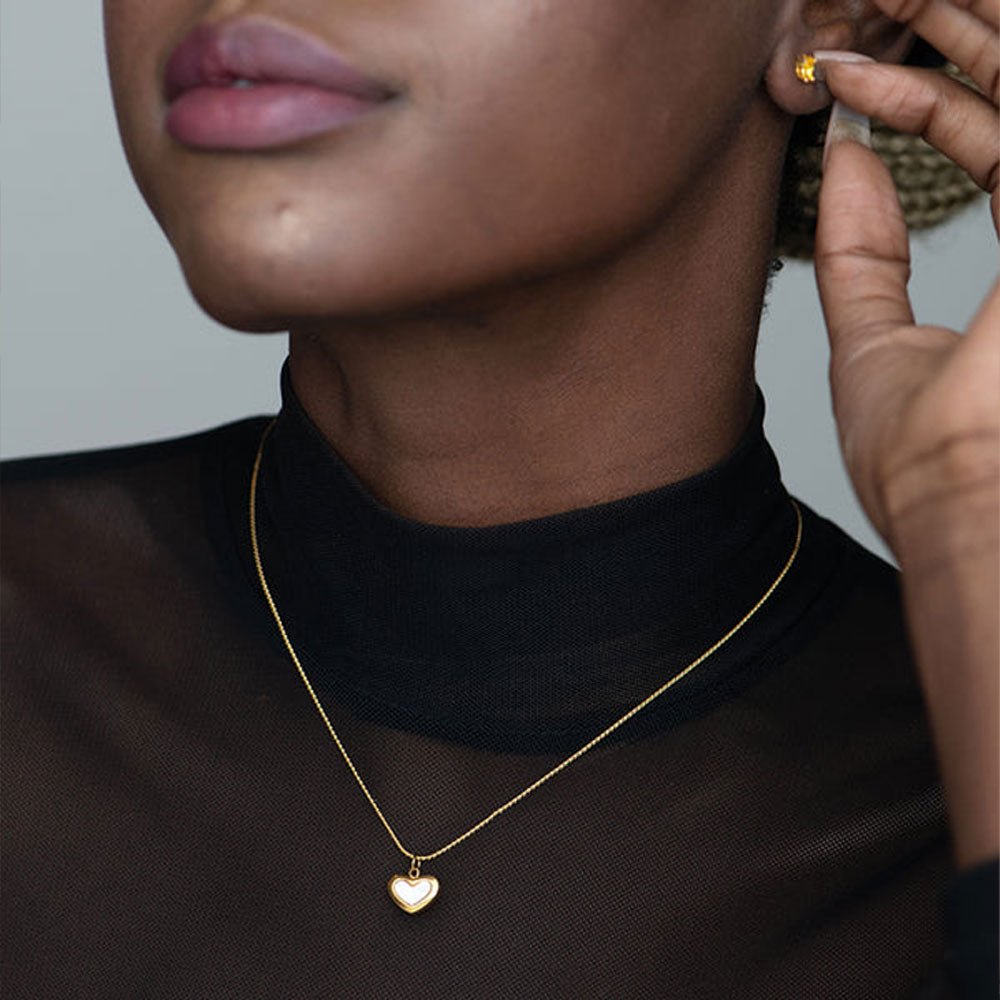 Shop white heart necklace 18k gold plated palmonas 1