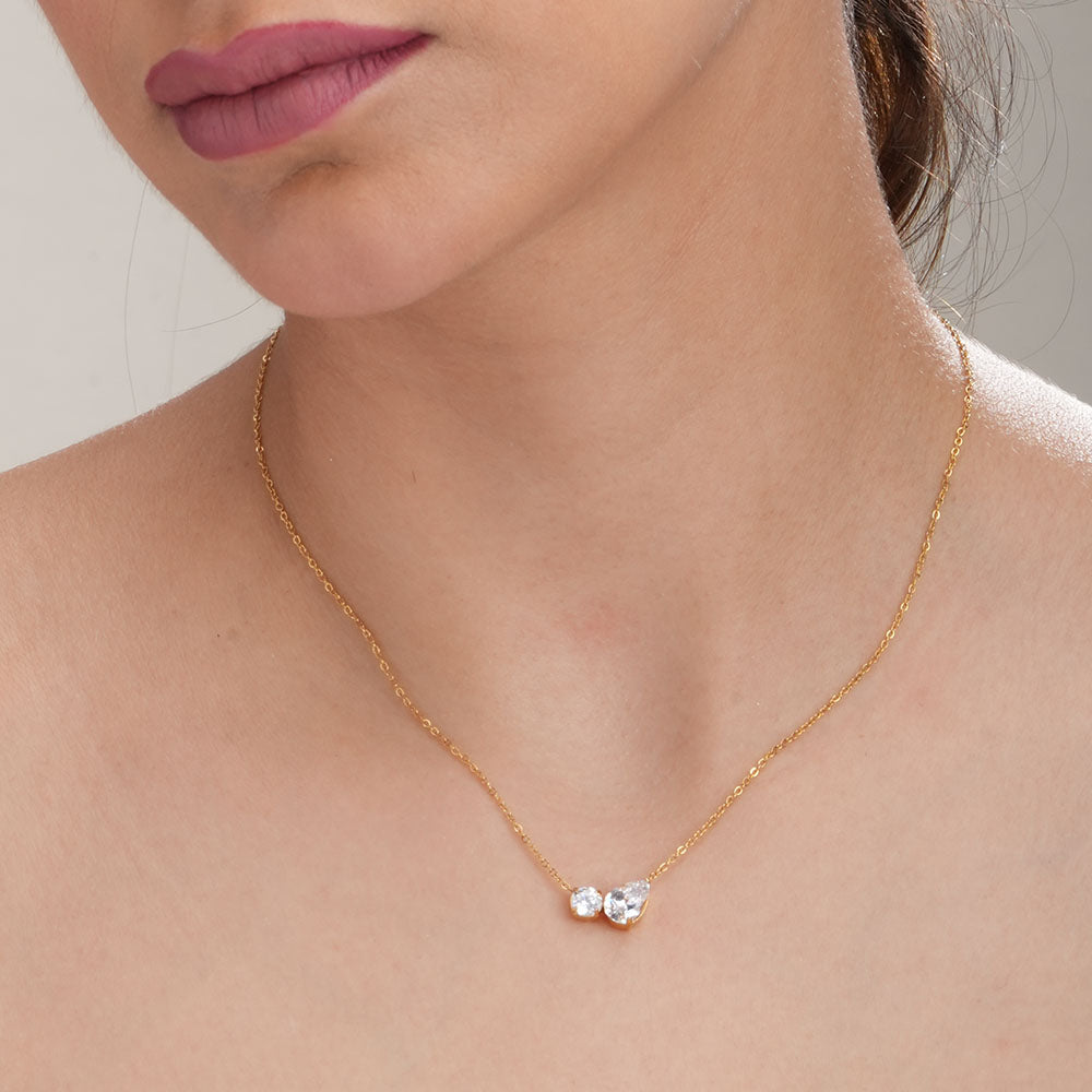 Double drop delicacy gold chain necklace