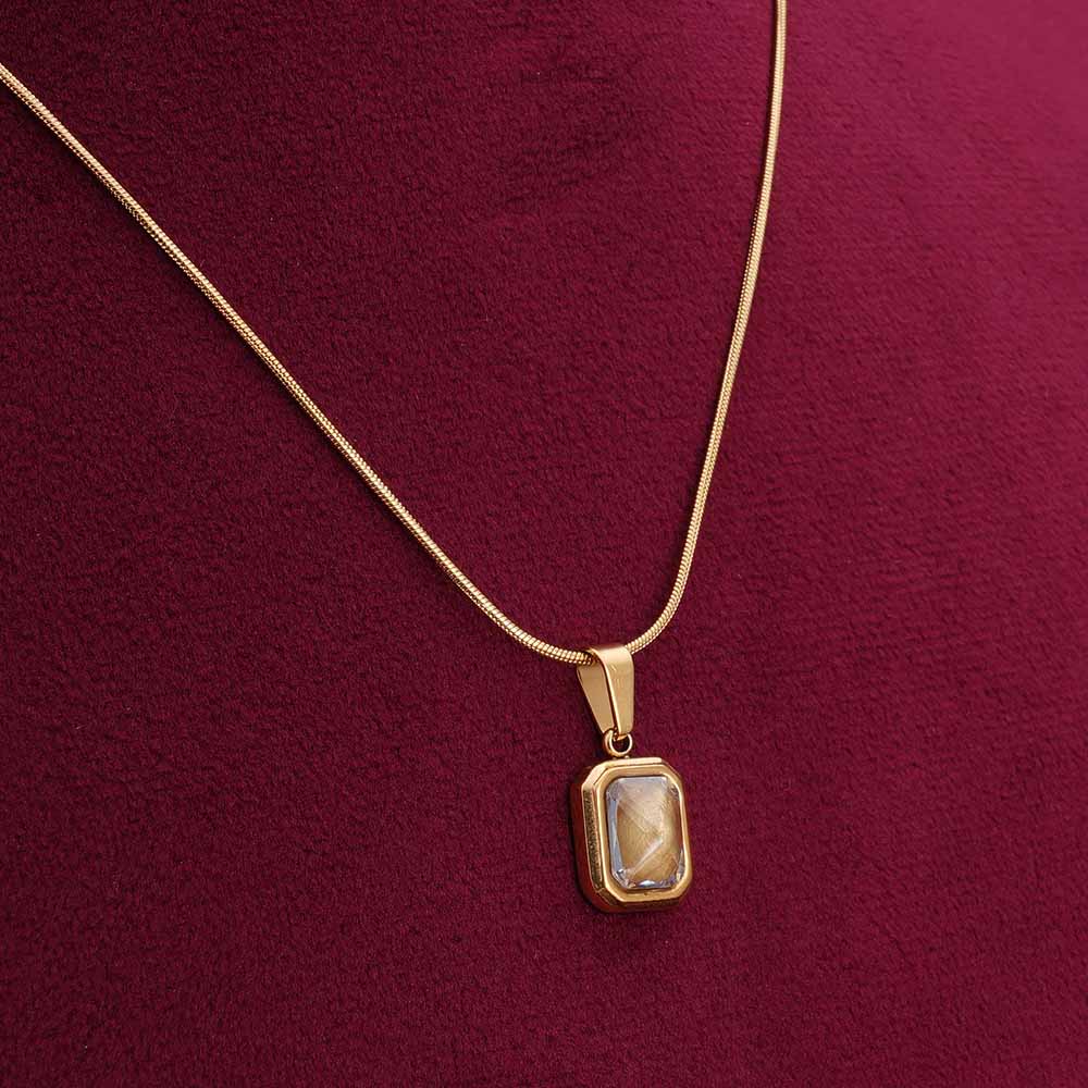 Everyday exquisite yellow stone gold necklace