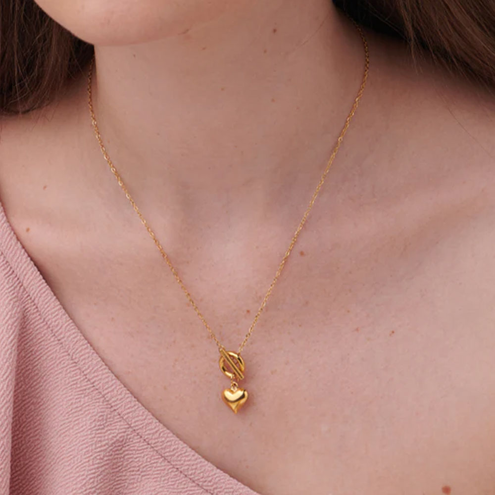 Ridge heart t bar necklace