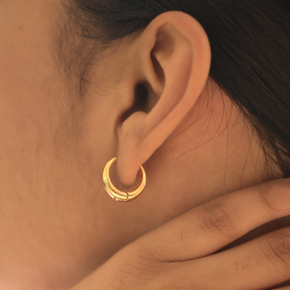 Golden crescent hoop earrings