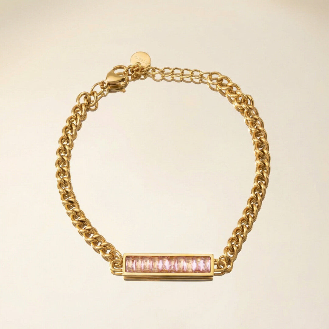 Crystal Bar Cuban Chain Bracelet