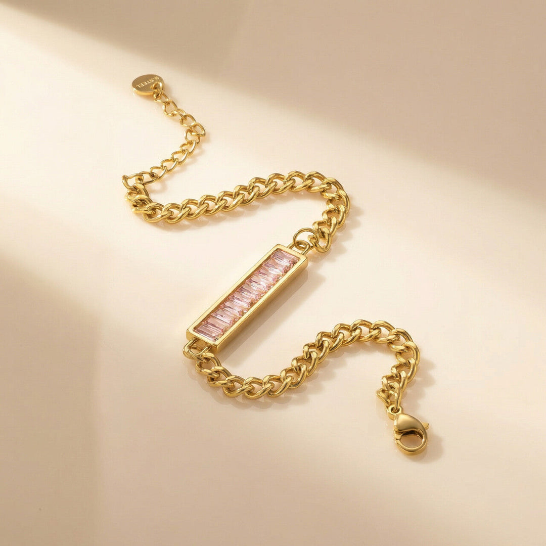 Crystal Bar Cuban Chain Bracelet