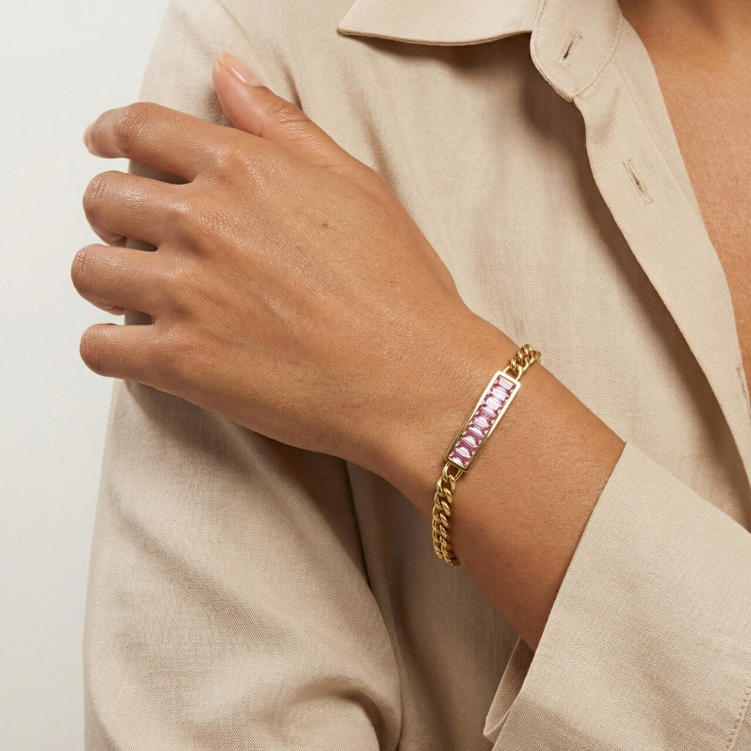 Crystal Bar Cuban Chain Bracelet