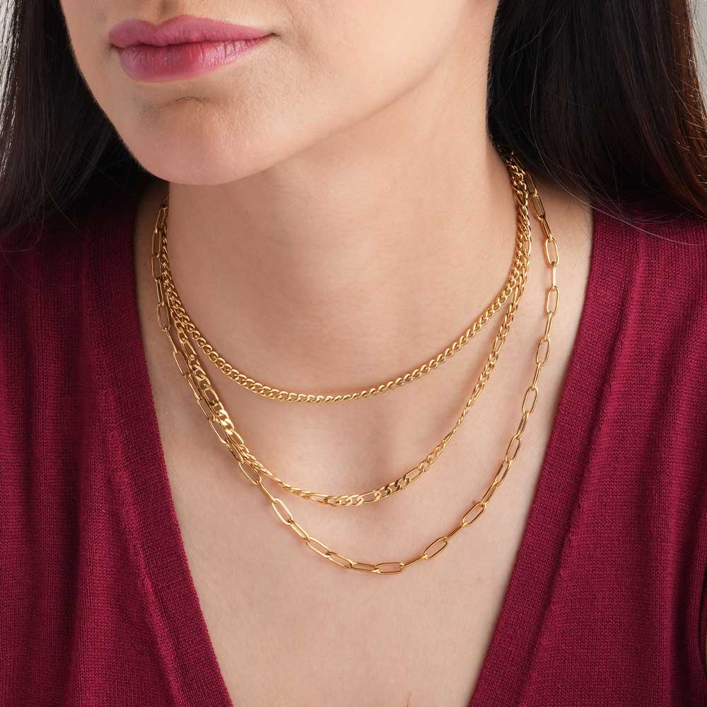 Layered link gold chain necklace