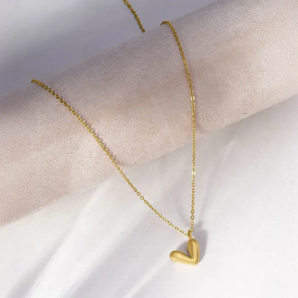 Puffy v charm pendant necklace