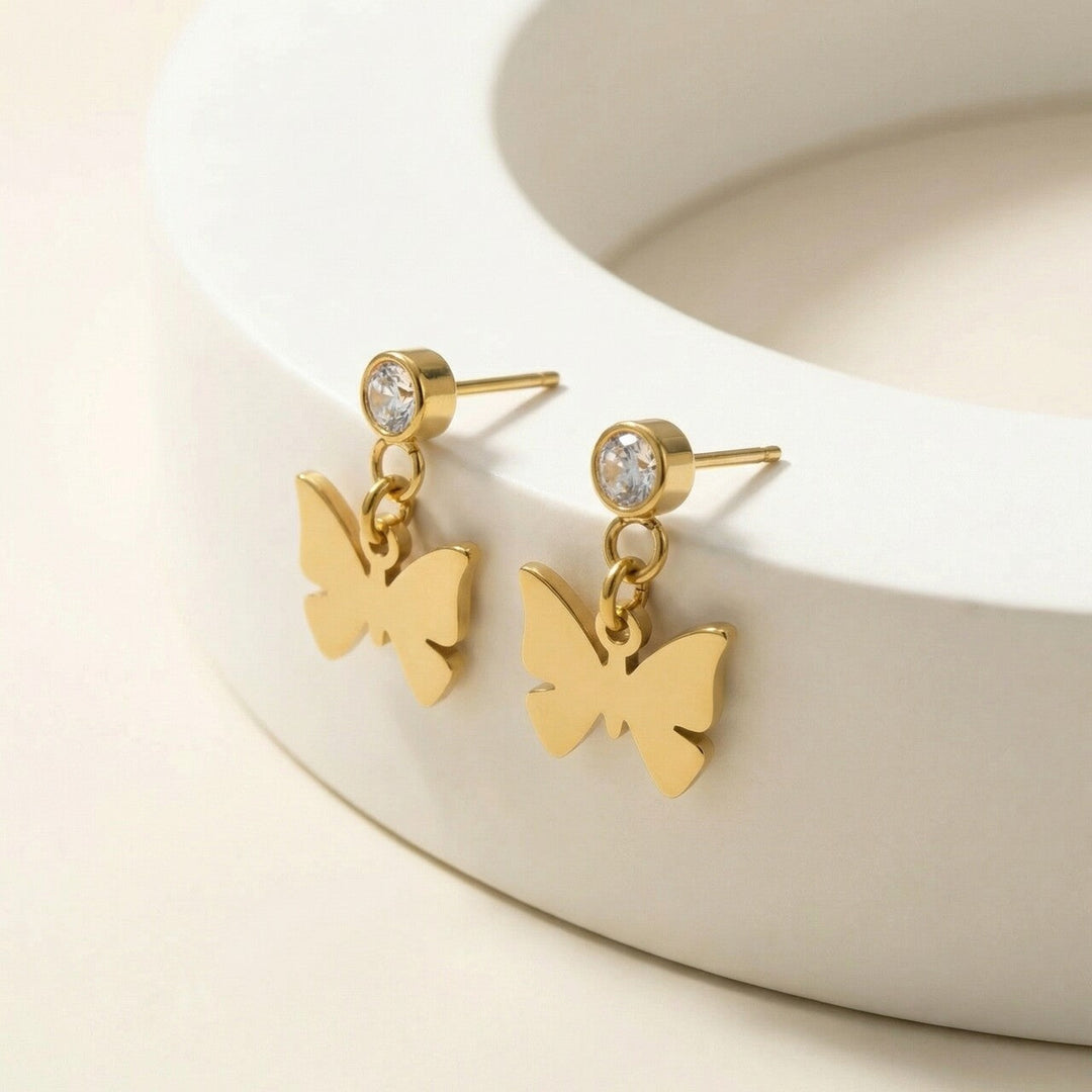 Playful Butterfly Charm Drop Earring