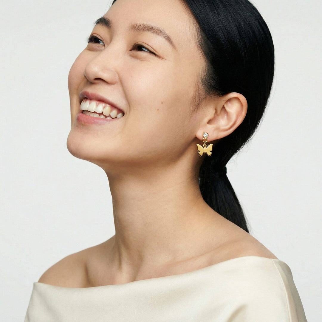 Playful Butterfly Charm Drop Earring