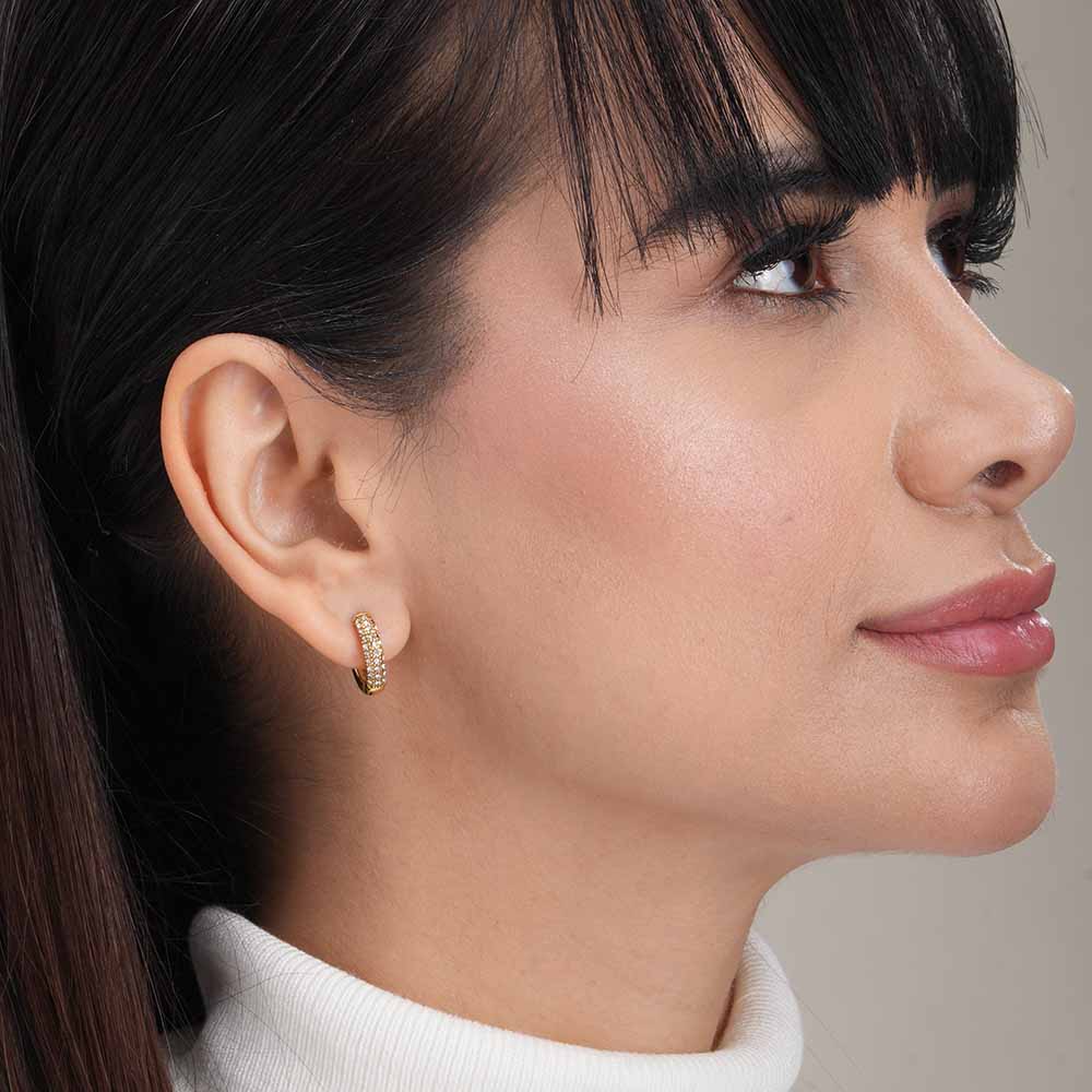 Diamond huggie hoop earrings
