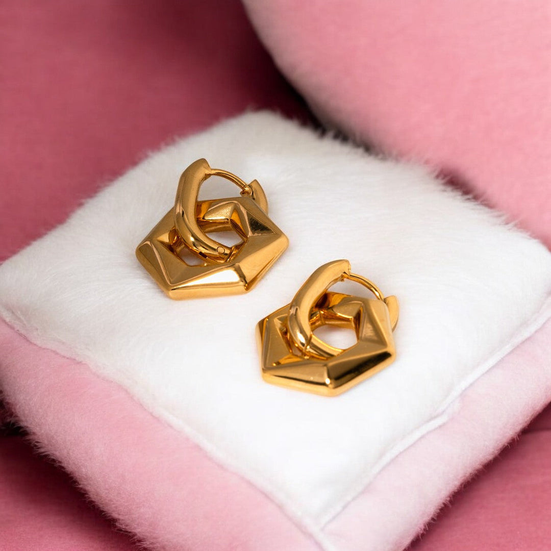 Golden Hexagon Earrings