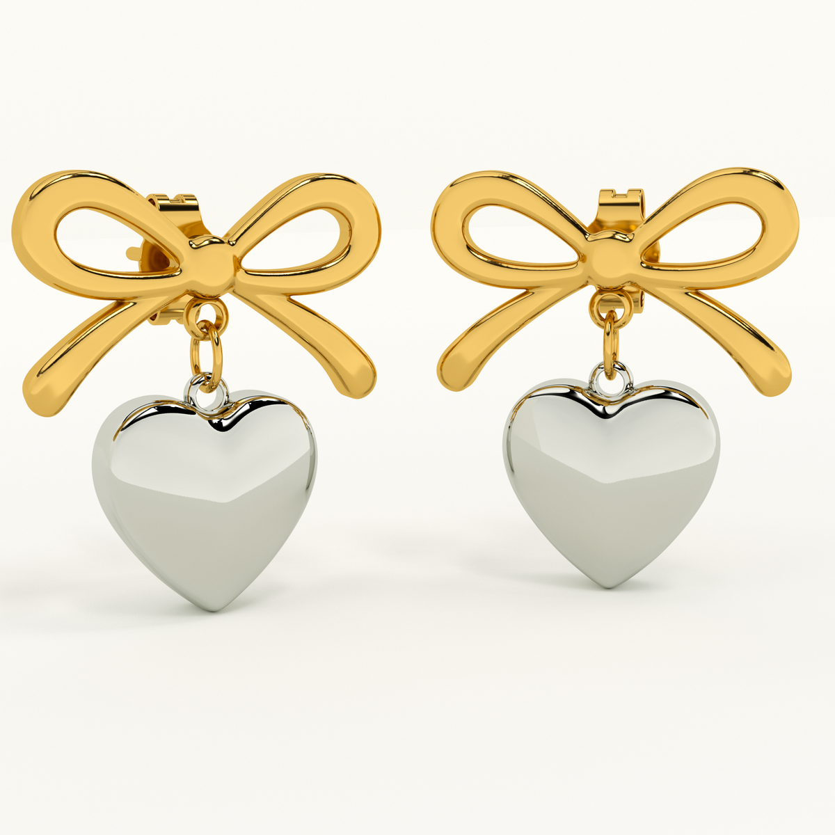Bi metal wrapped with love heart earrings