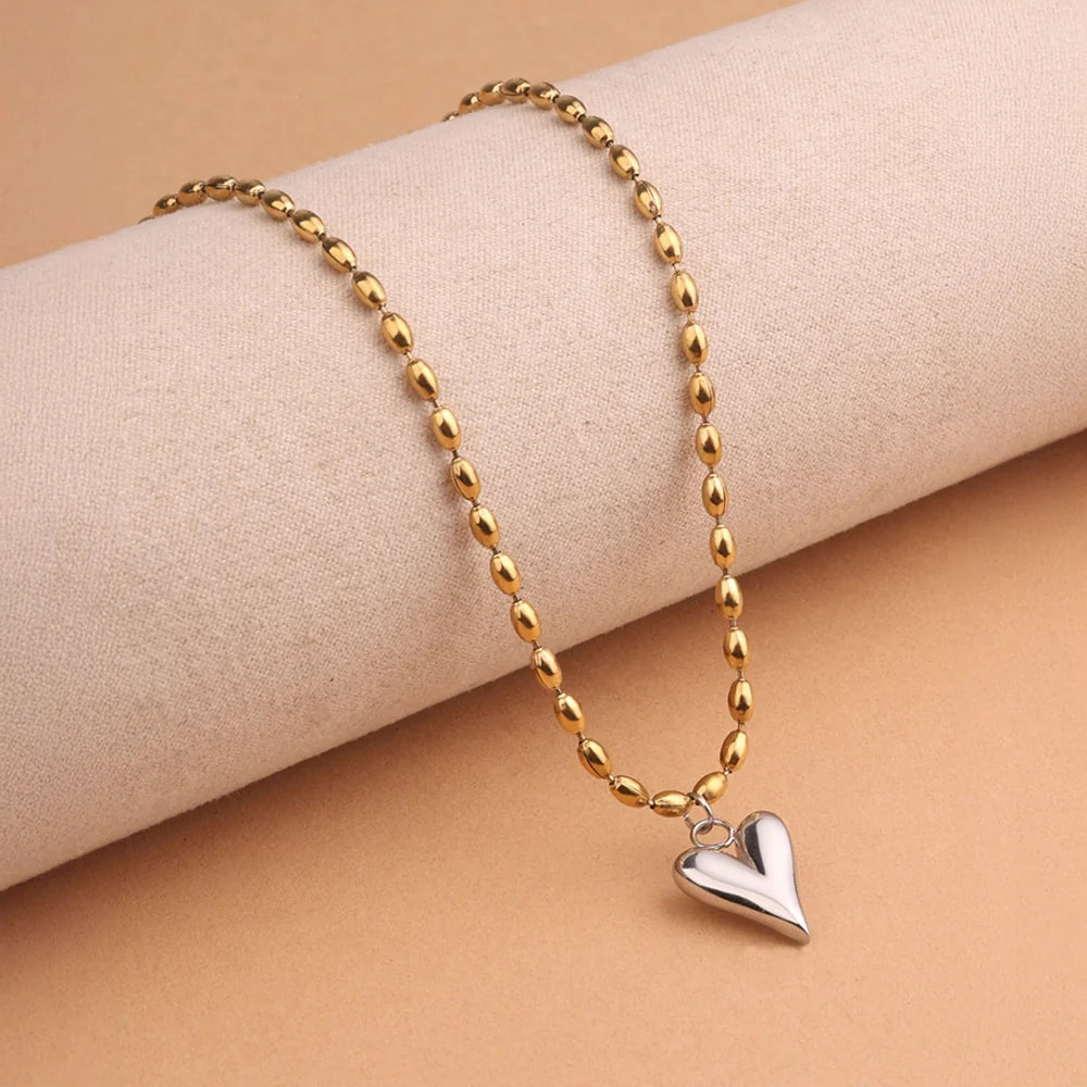 Dual-Tone Heart Glow Pendant Necklace