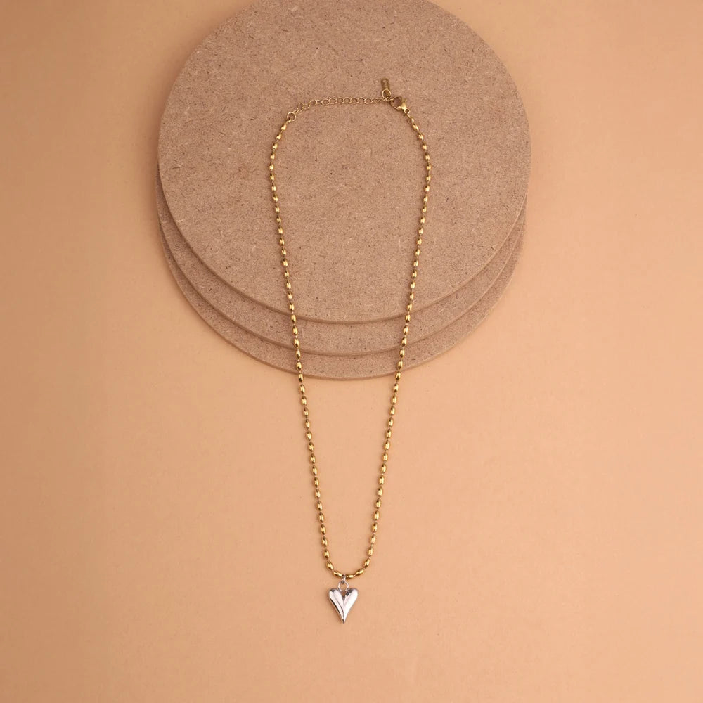 Dual-Tone Heart Glow Pendant Necklace
