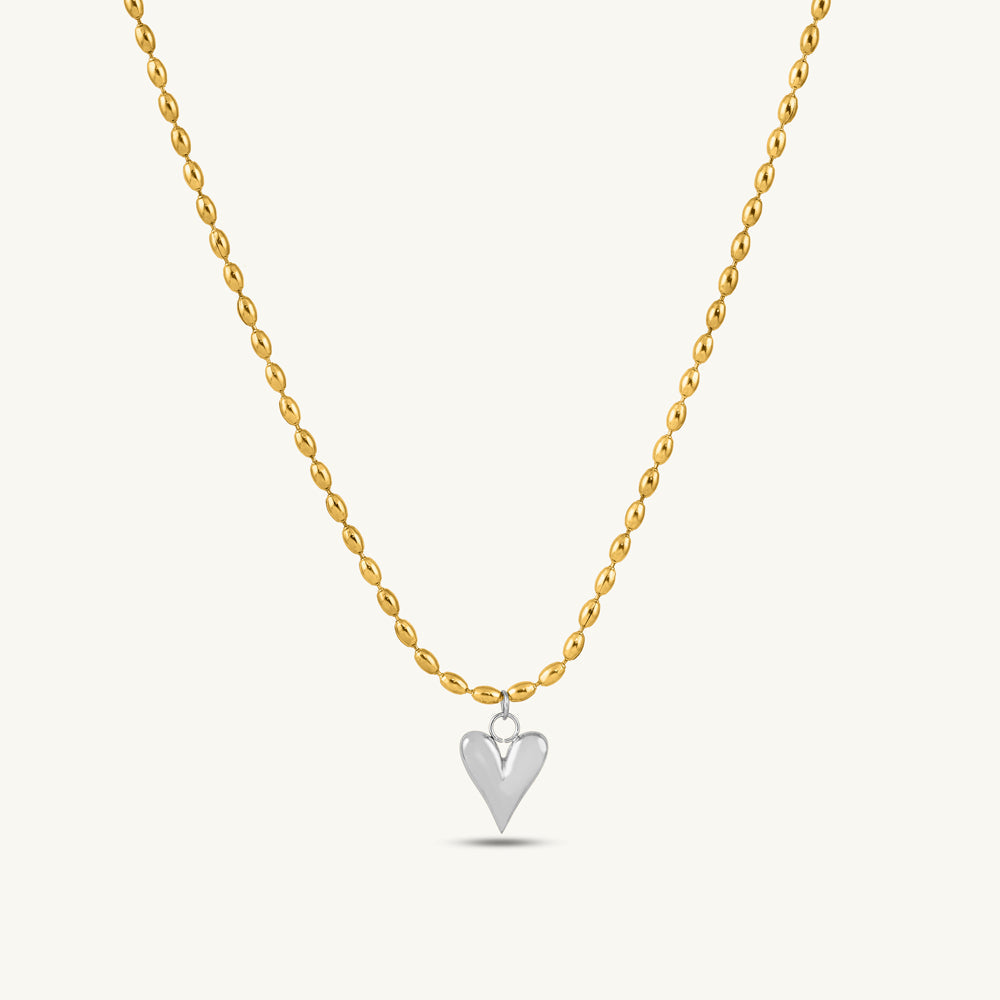 Dual-Tone Heart Glow Pendant Necklace