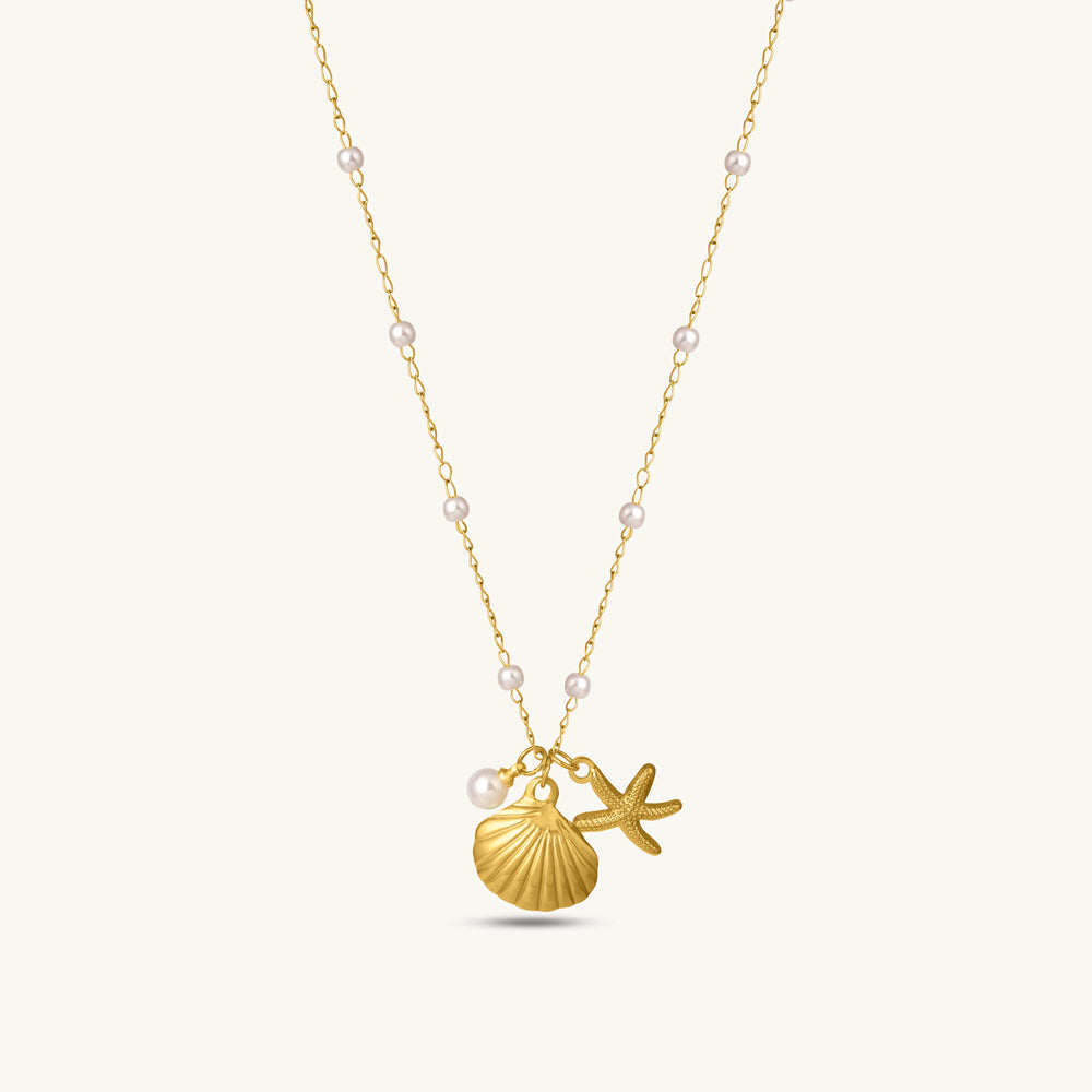 Ocean muse seashell & starfish charm necklace