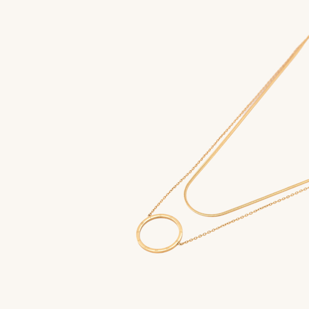 Circle ring double layer necklace