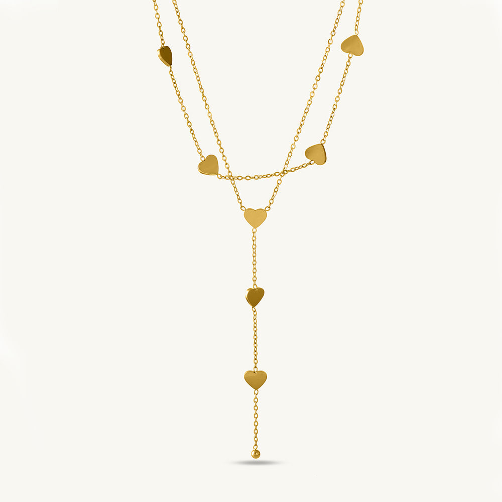 Two layered heart charm necklace