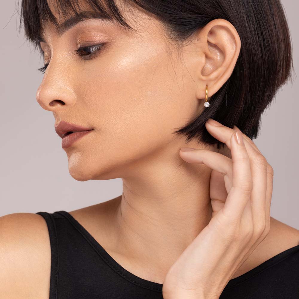 Athena solitaire hoop earrings