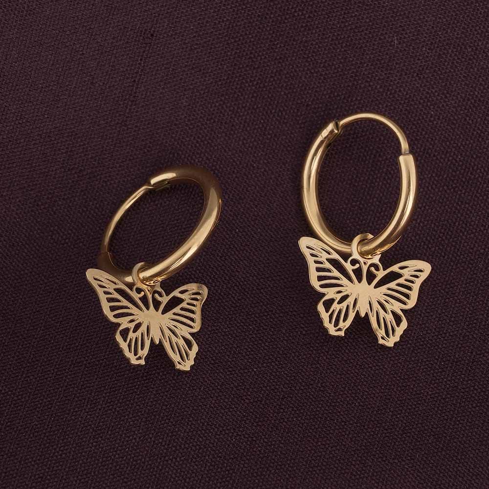 Sylvia butterfly hoop drop earrings