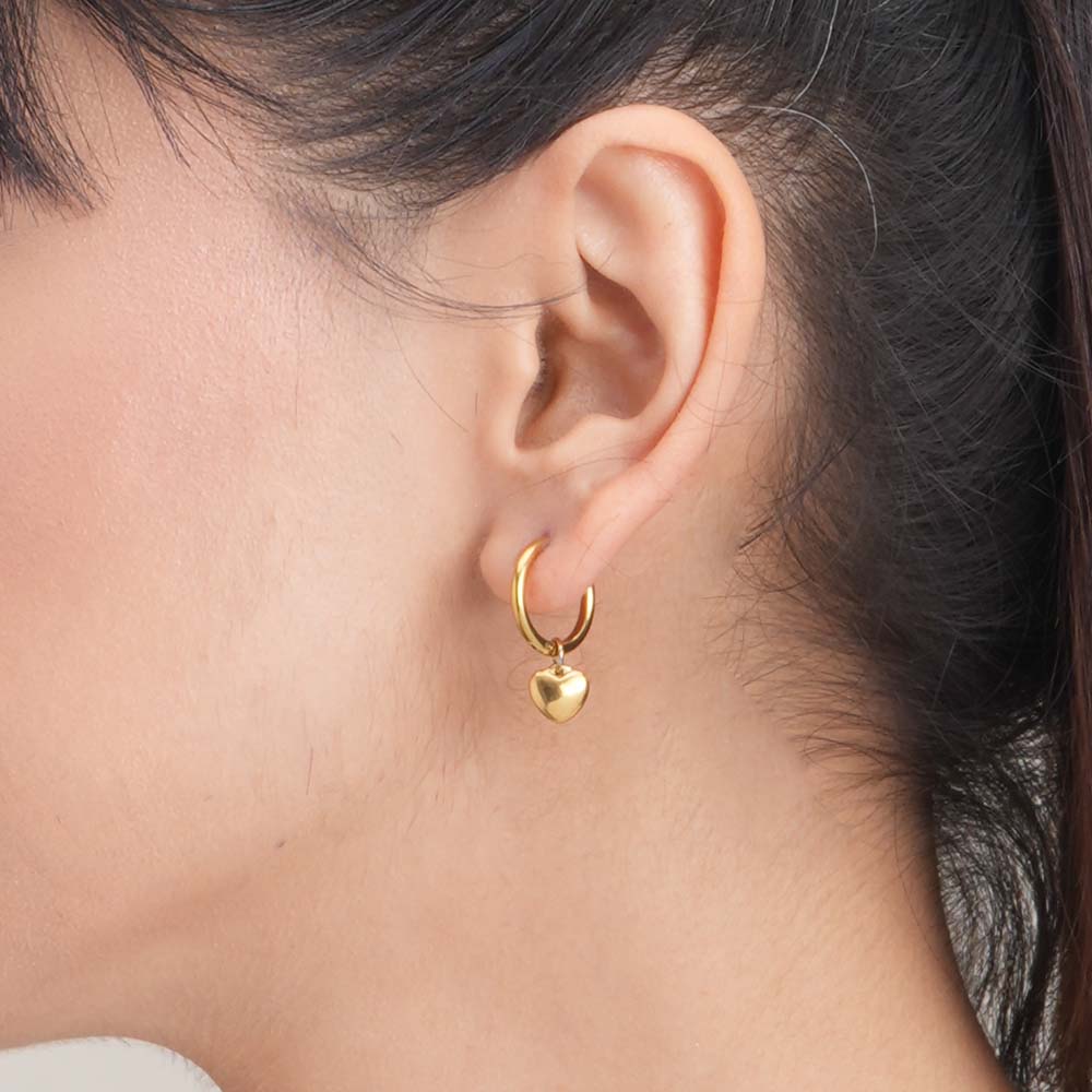 Small heart hoop earrings