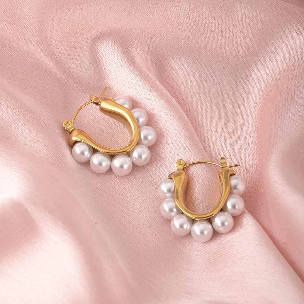 Pearl embellished hoops
