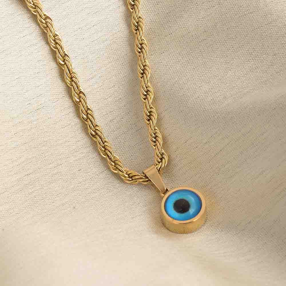 Evil eye spiral necklace