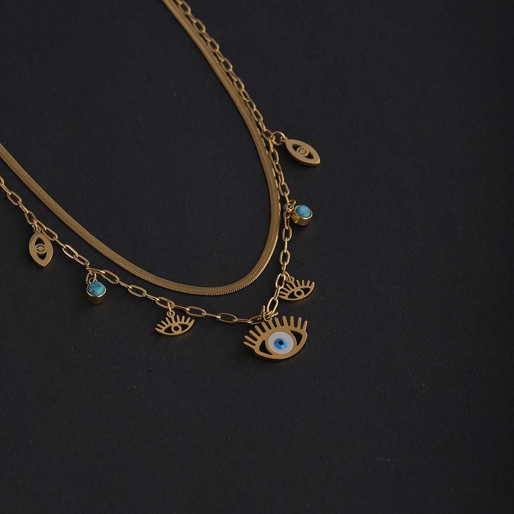 Evil eye cascade necklace