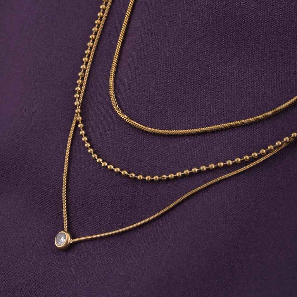 Golden layers with stone necklace