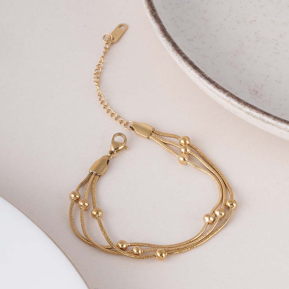 Gold Chain Bracelet with Beads