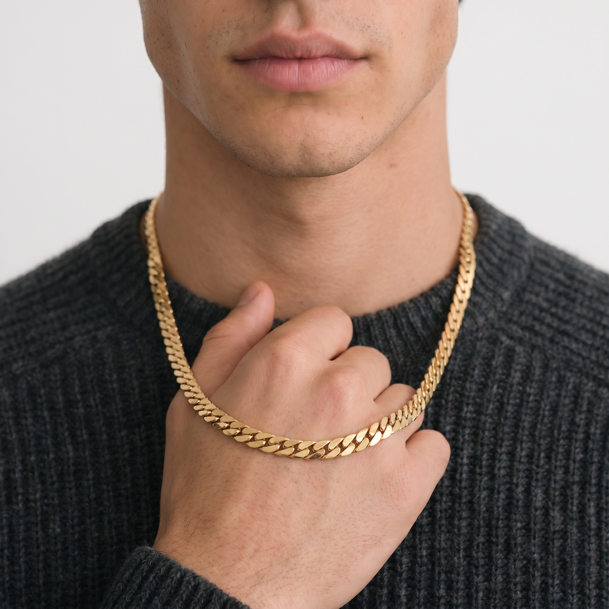 Thick spiral gold chain for men