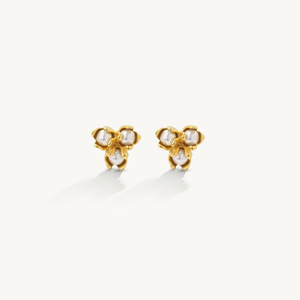 Vintage Pearl Bloom Stud Earrings