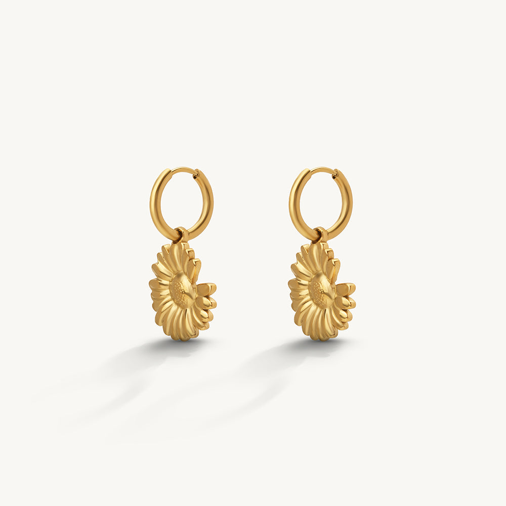 Radiant Floral Drop Hoop Earrings