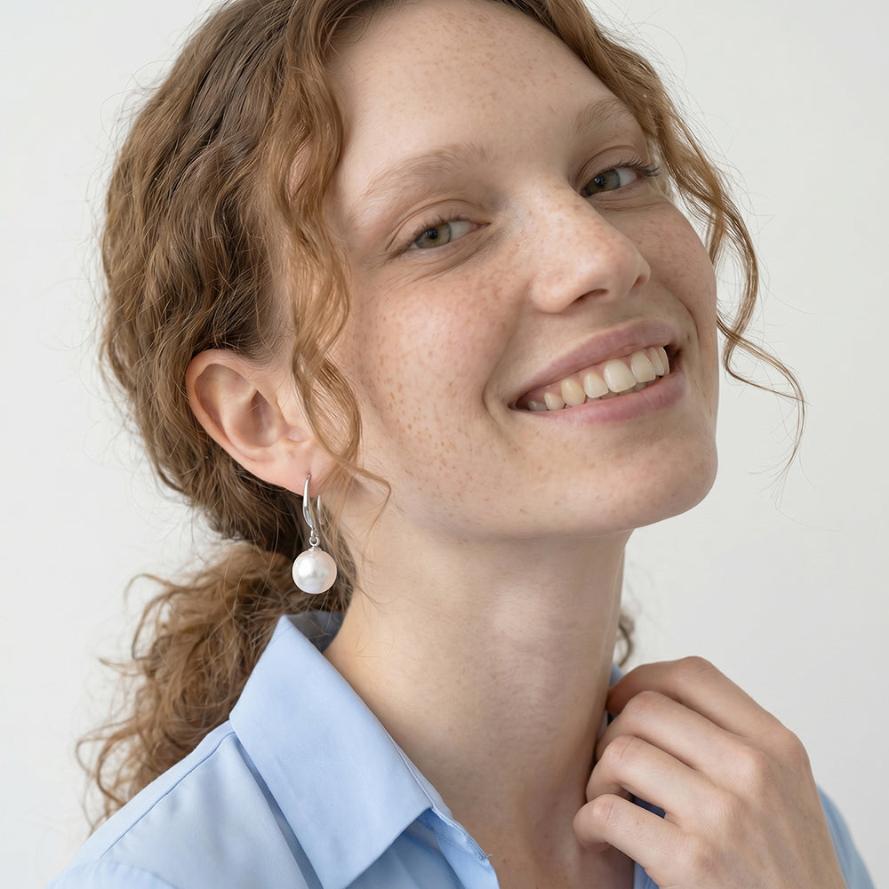 Elegant Single Pearl Drop Earrings