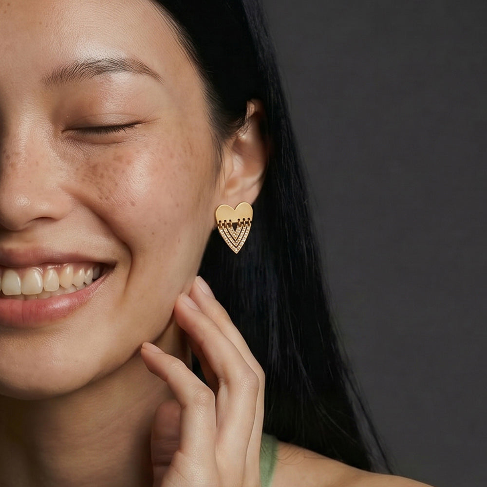 Sparkling Layered Heart Earrings