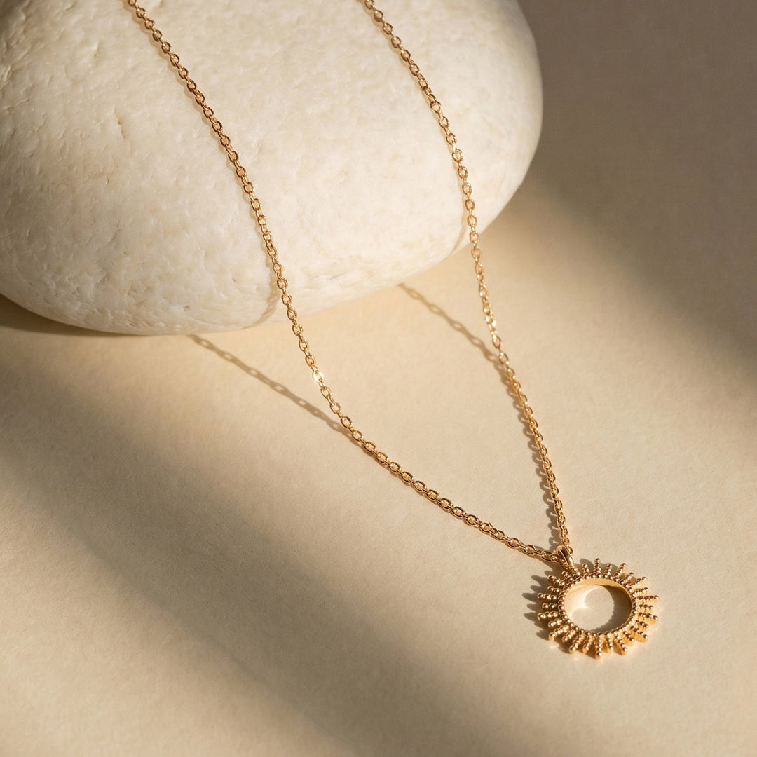 Radiant Sunburst Halo Pendant Necklace