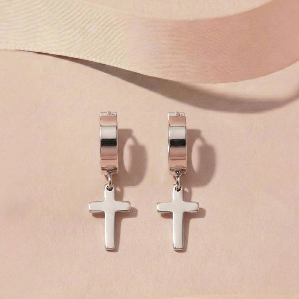 Obsidian Cross Drop Earrings