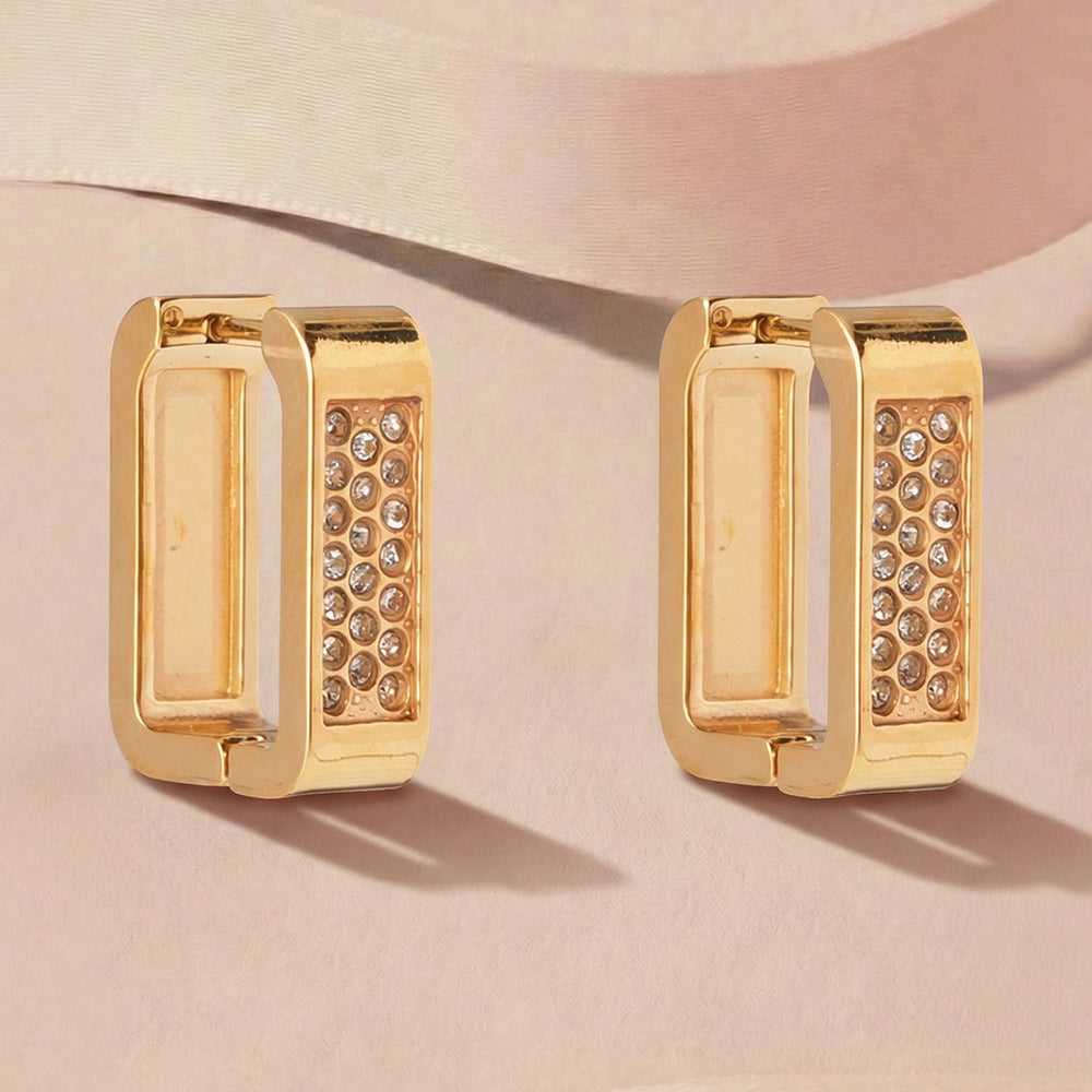 Crystal Frame Hoop Earrings