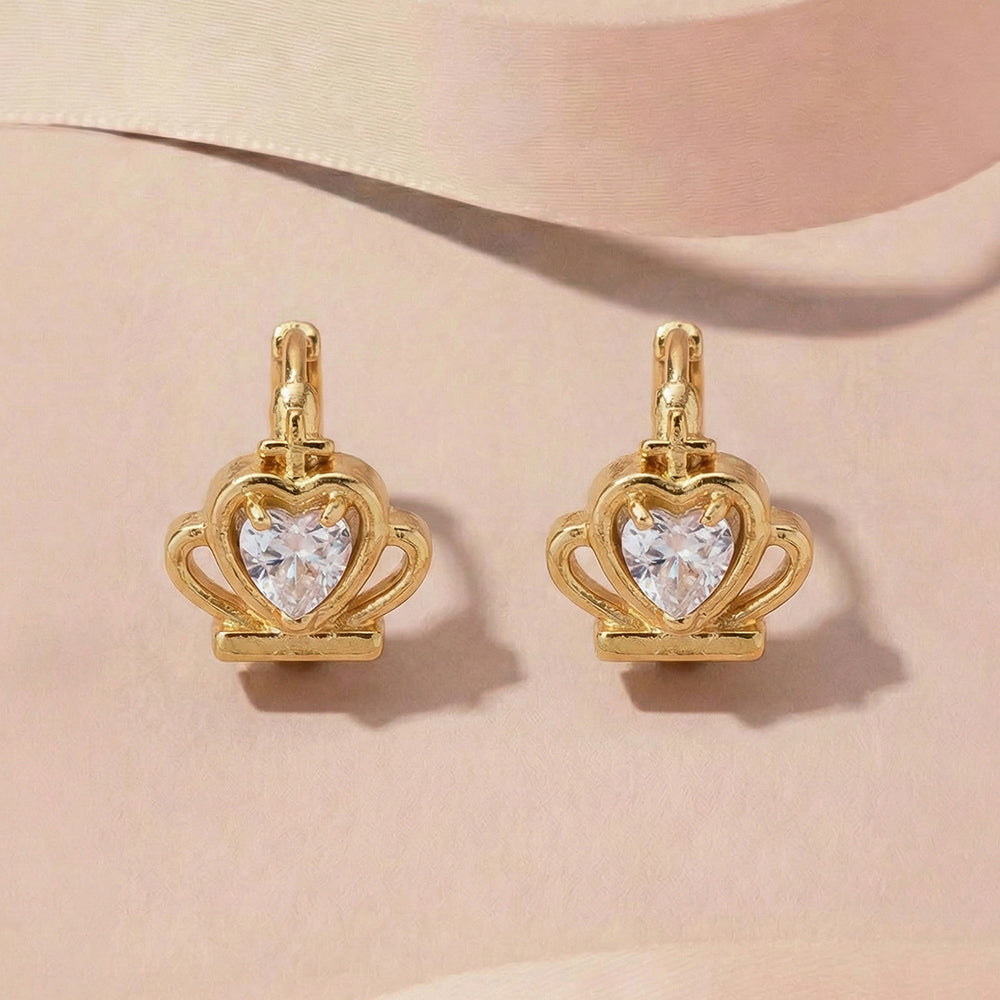 Mini Crown Heart Glow Hoop Earrings