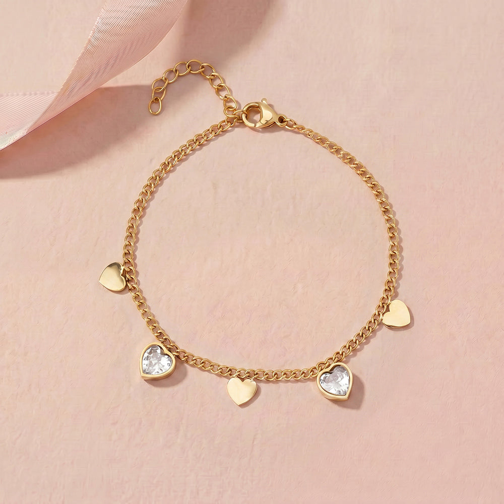 Elegant Heart Dangle Bracelet