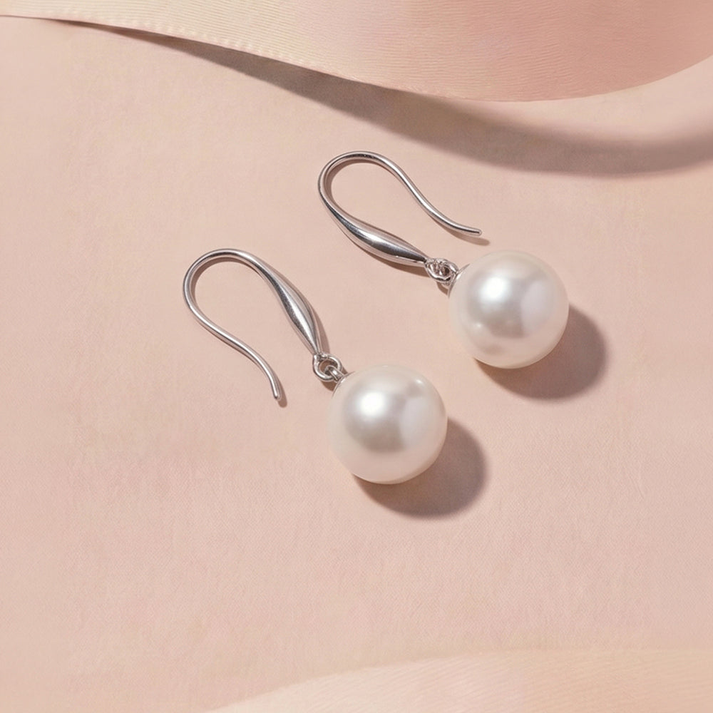 Elegant Single Pearl Drop Earrings