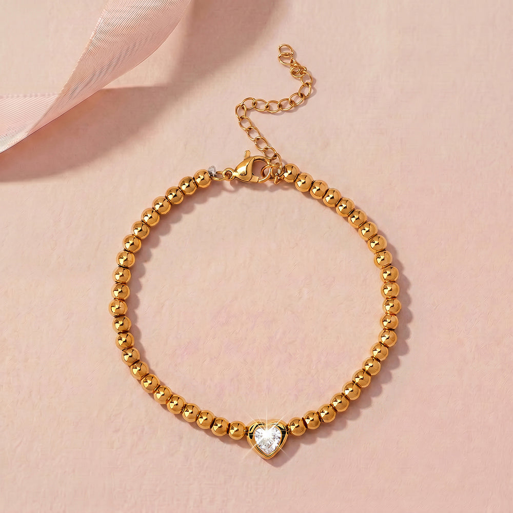 Heart Motif Bead Bracelet