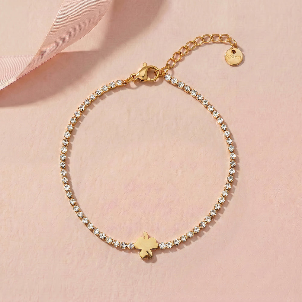 Lucky Clover Motif Chain Bracelet