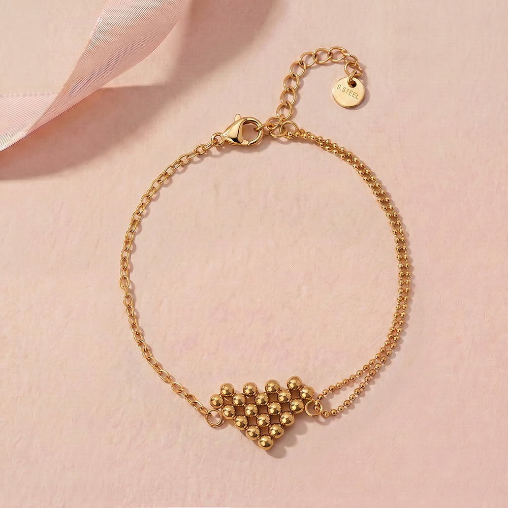 Beaded Heart Chain Bracelet