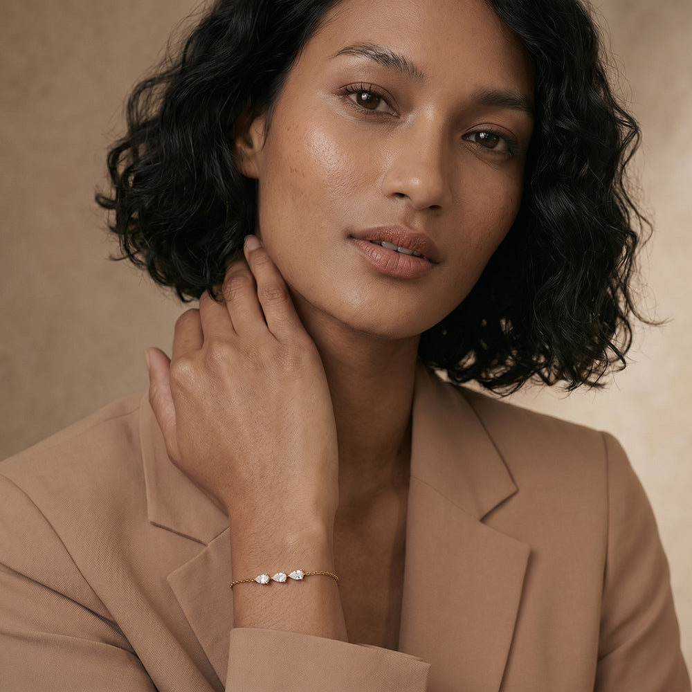 Petite Trio Pear Stone Bracelet