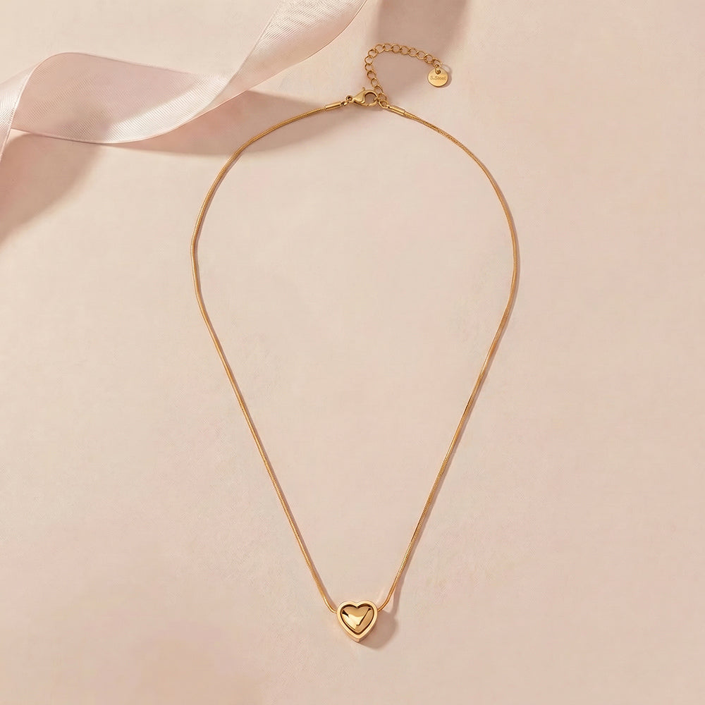 Modern Puffy Heart Necklace
