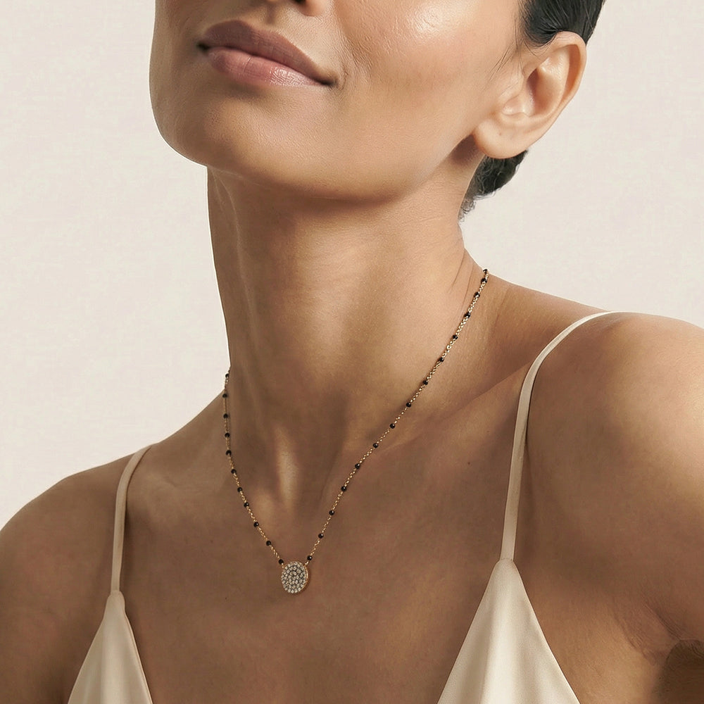 Crystal Disc Glow Demifine Mangalsutra