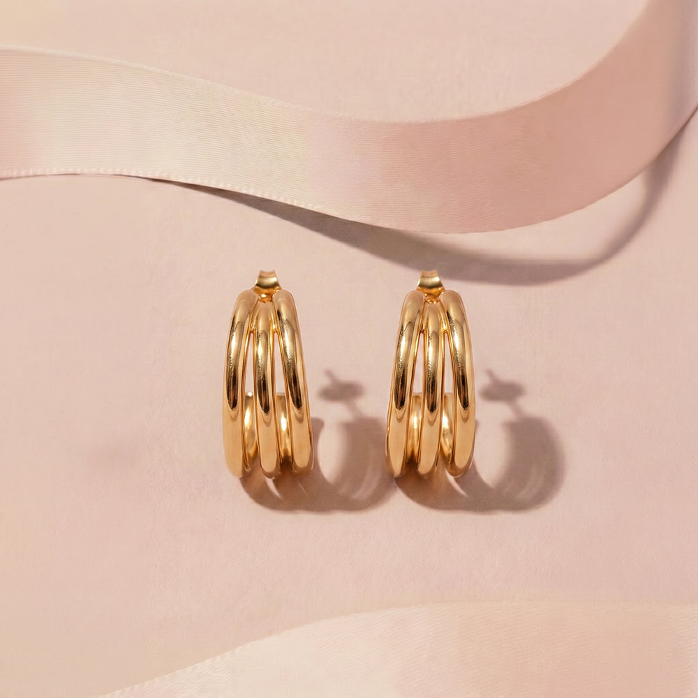 Layered Hoop Stud Earrings