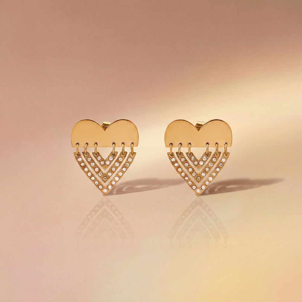 Sparkling Layered Heart Earrings