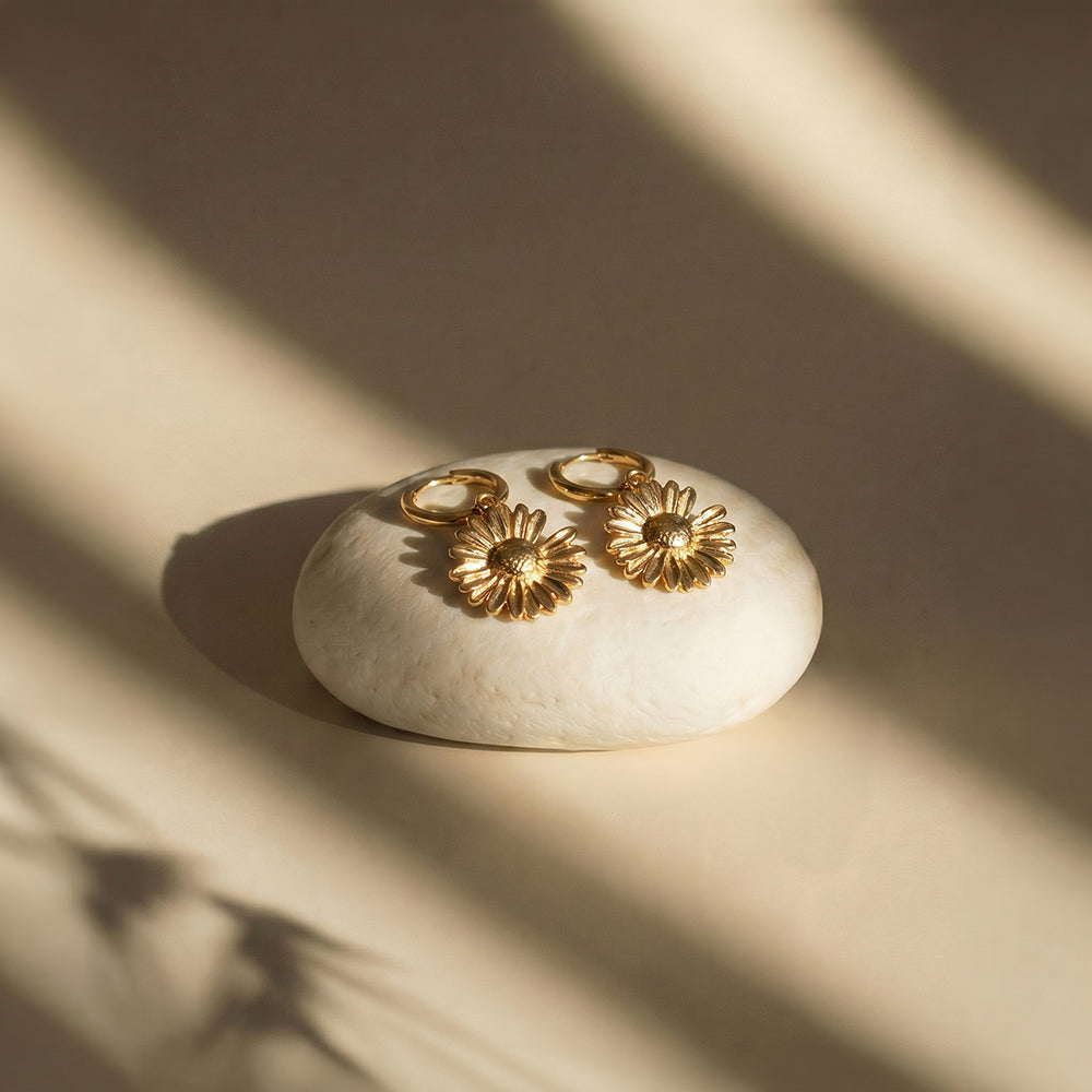 Radiant Floral Drop Hoop Earrings